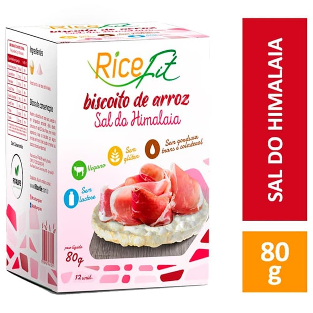 Ricefit Biscoito de Arroz Sal do Himalaia 80g