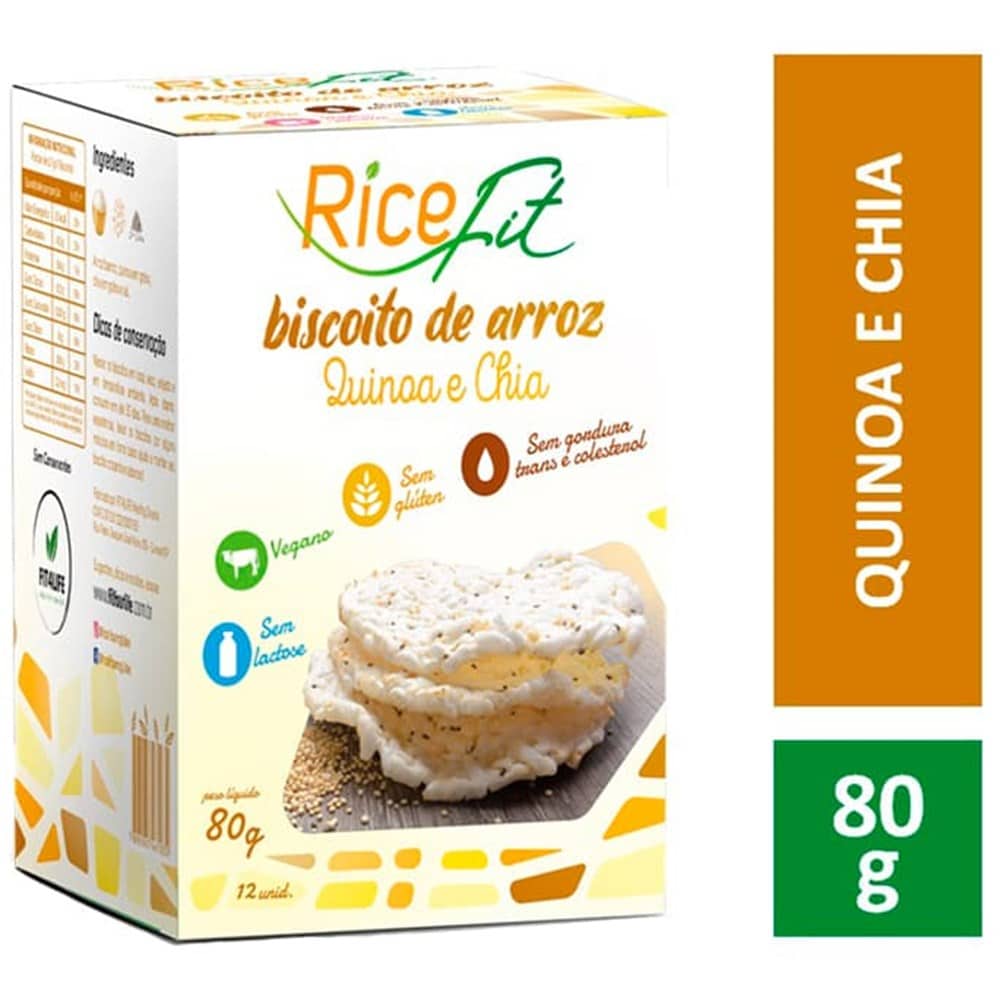 Ricefit Biscoito de Arroz Quinoa e Chia 80g
