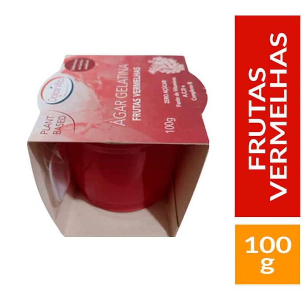 Sobremesa de Gelatina Ágar Ágar Dolce Vita Frutas Vermelhas Pote 100 gr